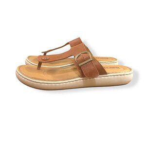 Born Women's Leather Buckle Strap Tan Thong Sandals Size 9M Coastal Resort Pool